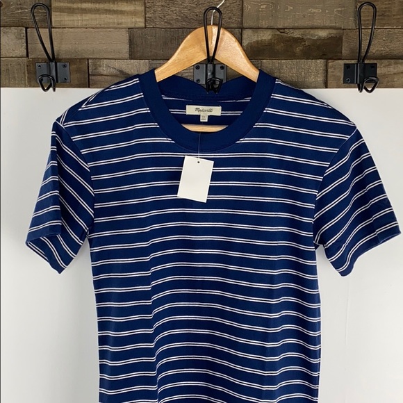 Madewell Dress Striped Crewneck Blue T-Shirt NWT - Picture 7 of 13